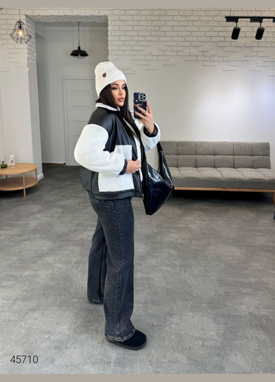 Черно-белая демисезонная зимняя куртка женская Liton