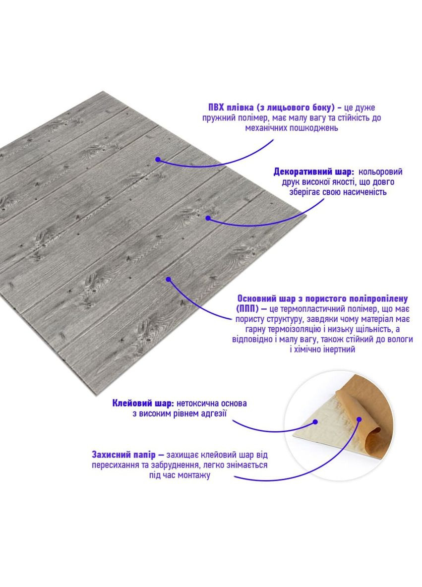 Самоклеюча декоративна 3D панель 700x700x4мм Графітове дерево (079) SW-00000558 Sticker Wall (362115239)