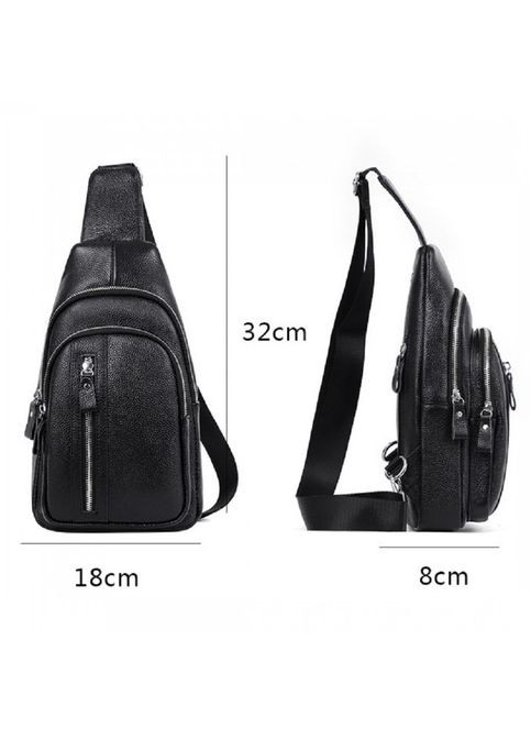 Чорний шкіряний чоловічий слінг на плечі Tiding Bag (302390971)