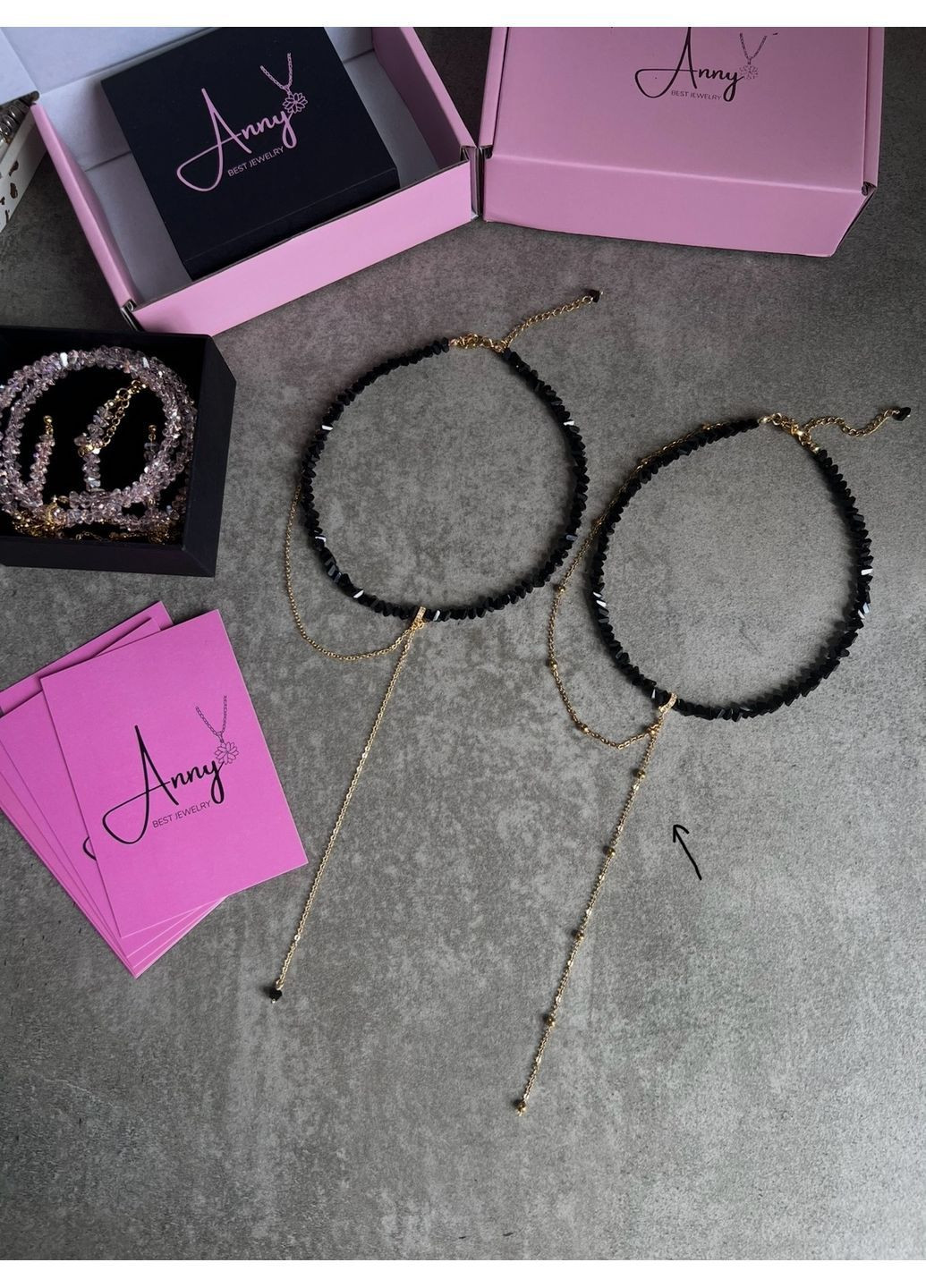 Чокер з чорного кришталю зі зйомним ланцюжком "Кулька" в золоті подарунок прикраси No Brand кришталь нержавіюча сталь, латунь, скло золото (366431267)