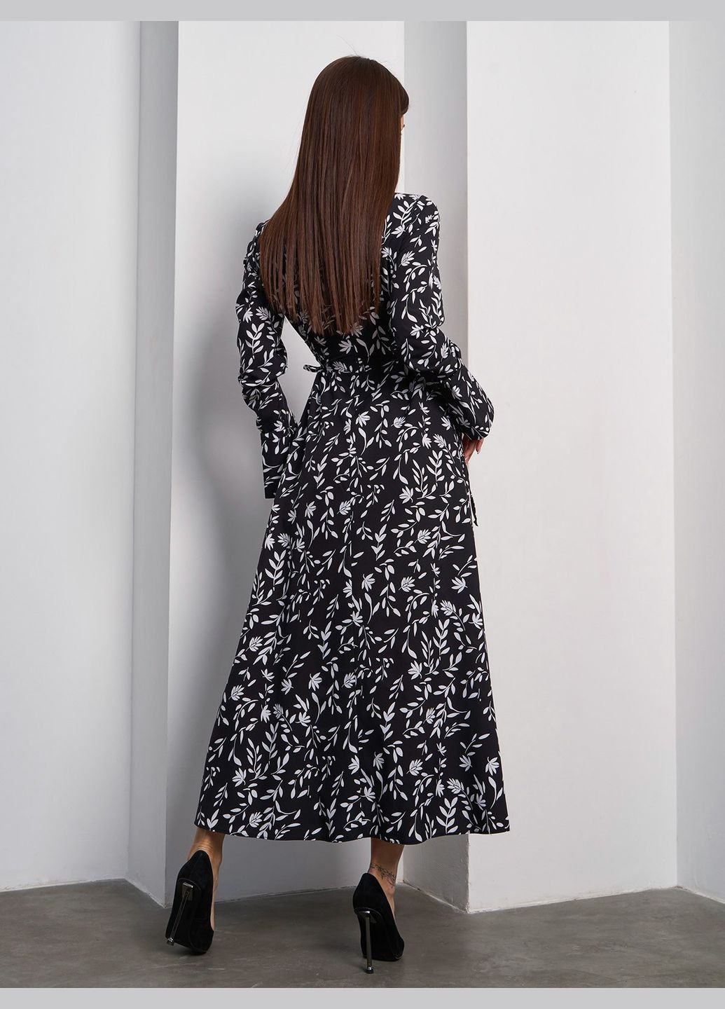 Чорно-білий святковий, коктейльна, повсякденний, кежуал, вечірня елегантна ретро сукня з бічними шнурівками No Brand з квітковим принтом