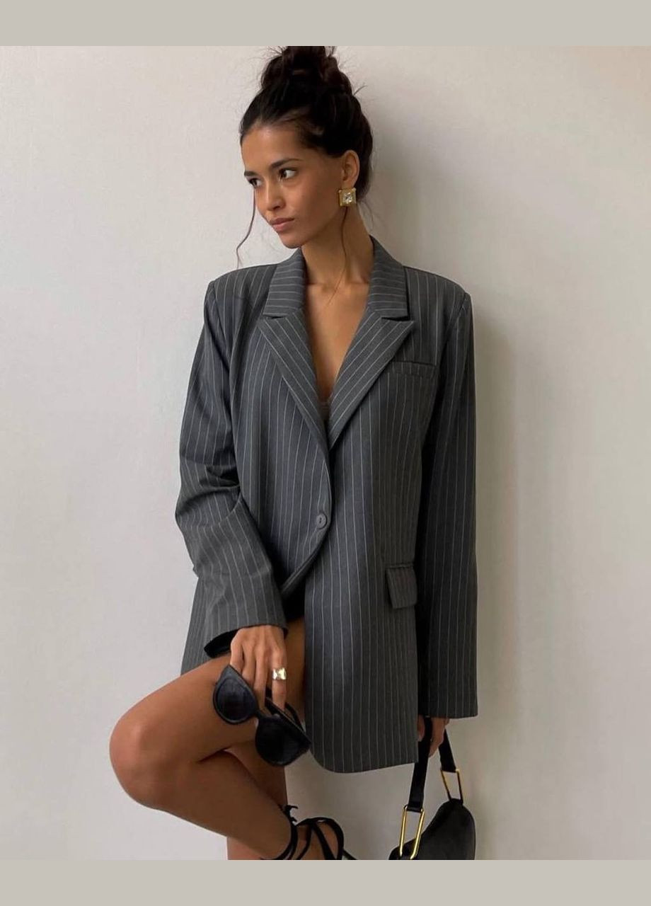 Графитовый женский женский пиджак No Brand полосатый - всесезон