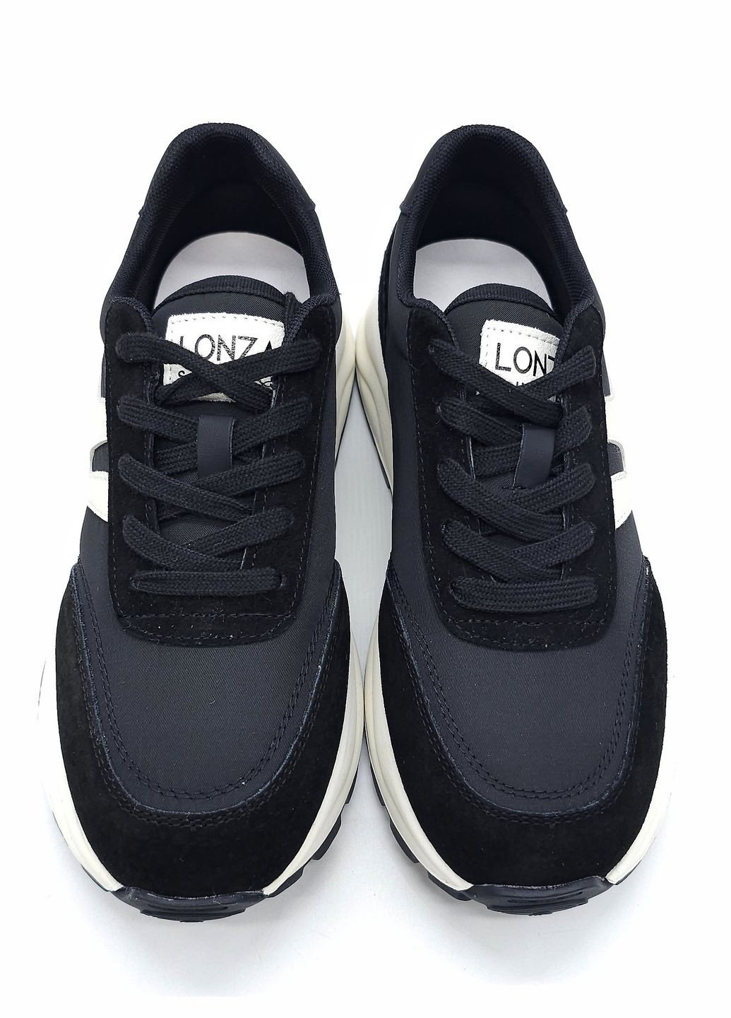 Черные всесезонные женские кроссовки черные кожаные l-11-54 23 см(р) Lonza