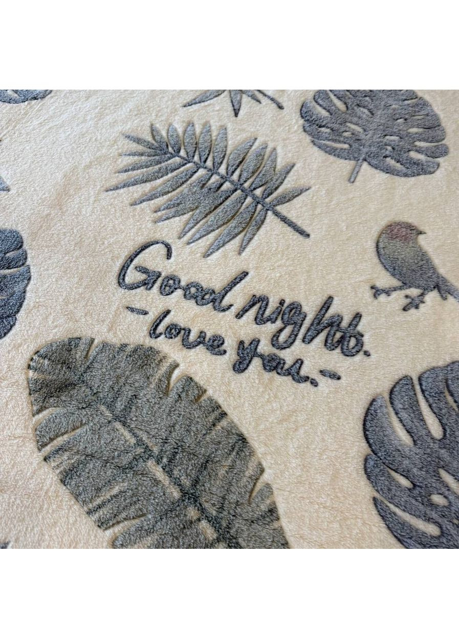 Плед-покривало флісовий євро 200х230 кремовий Листочки PFN6 Malloory Home (351360866)