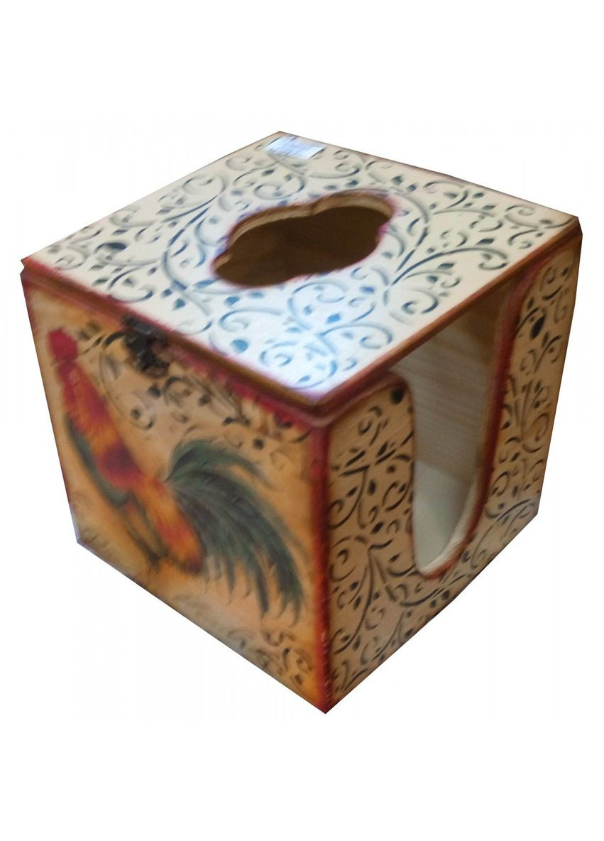 Підставка для серветок кубик "Півні" (14х14х14) сосна, липа No Brand (316718921)