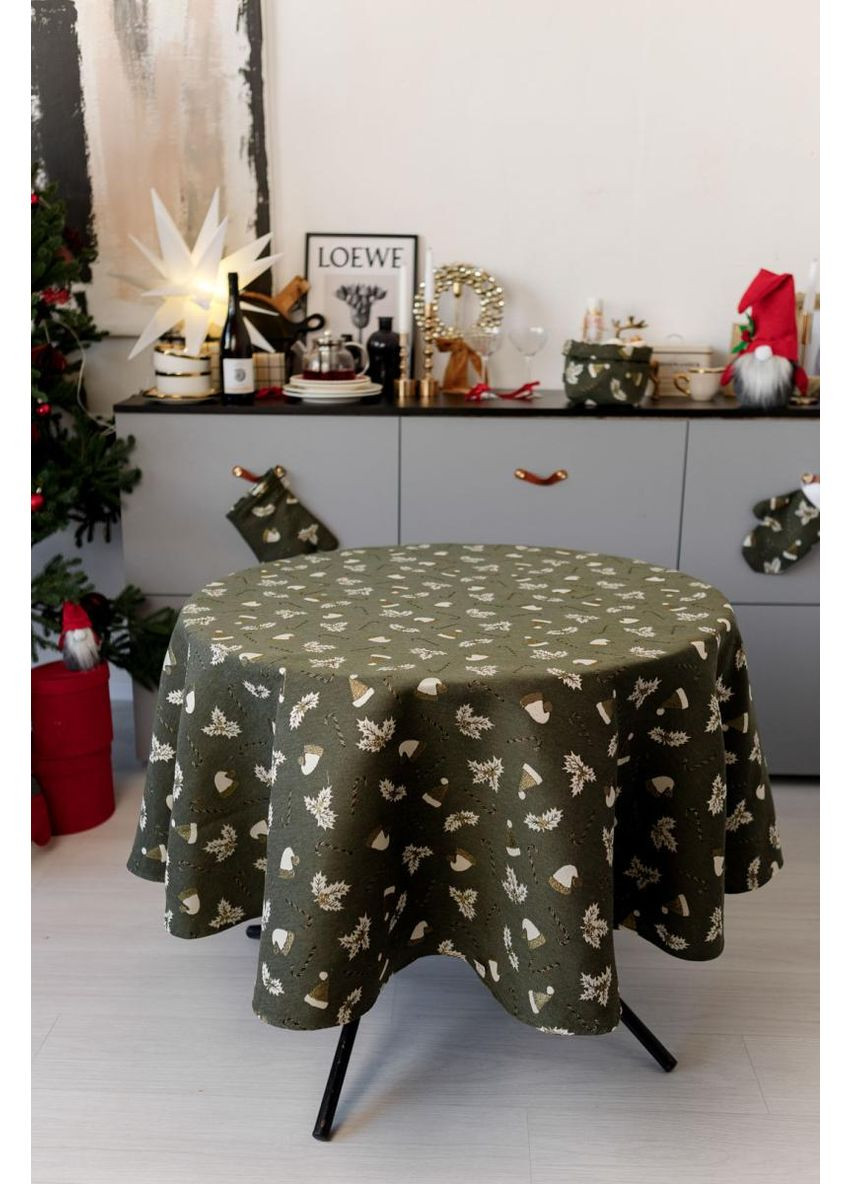 Скатертина Dх136 см Шапочки на зеленому Прованс (366970034)