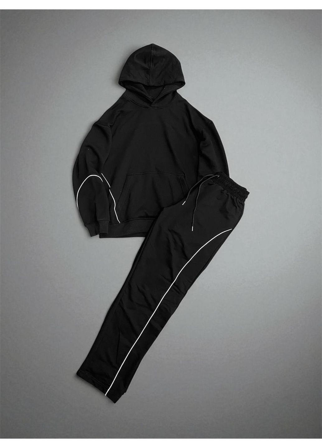 Чоловічий осінній спортивний костюм чорний No Brand (363849567)