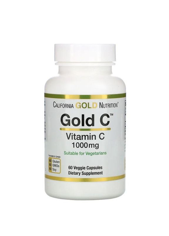 Вітамін C 1000 мг Gold C зміцнення імунітету 60 рослинних капсул California Gold Nutrition (264648210)