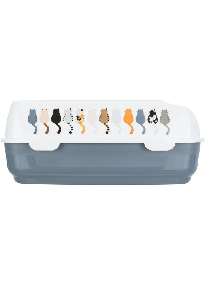 Туалет Delio для кошек, с рамкой, серый/белый, 38х20х50 см (пластик) Trixie (362701222)