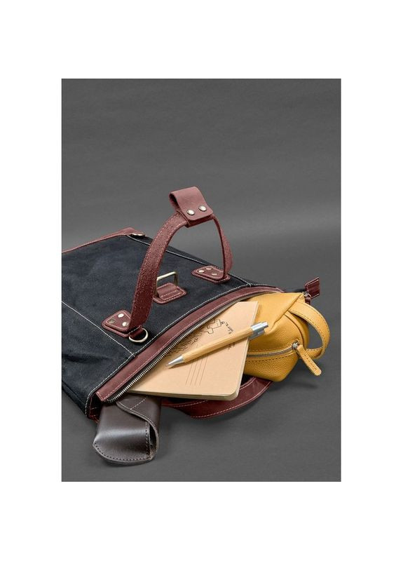 Сумка рюкзак жіночий з канвасу та натуральної шкіри бордовий BlankNote (301871599)