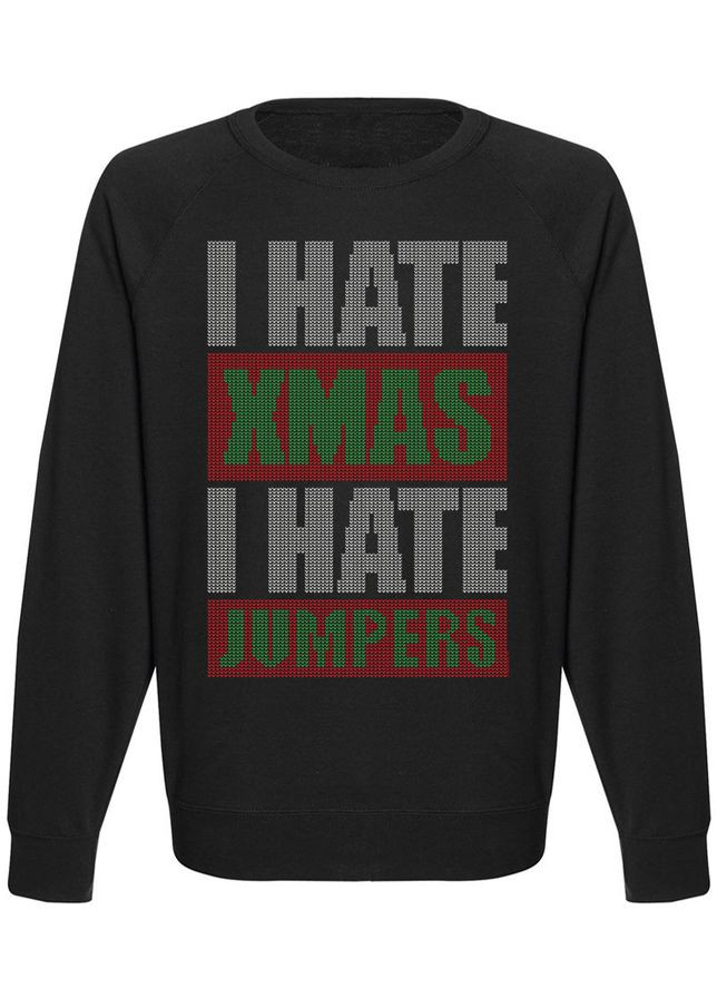 Чоловічий новорічний світшот I Hate XMAS I Hate Jumpers (чорний) Fat Cat - крій чорний - (283029691)