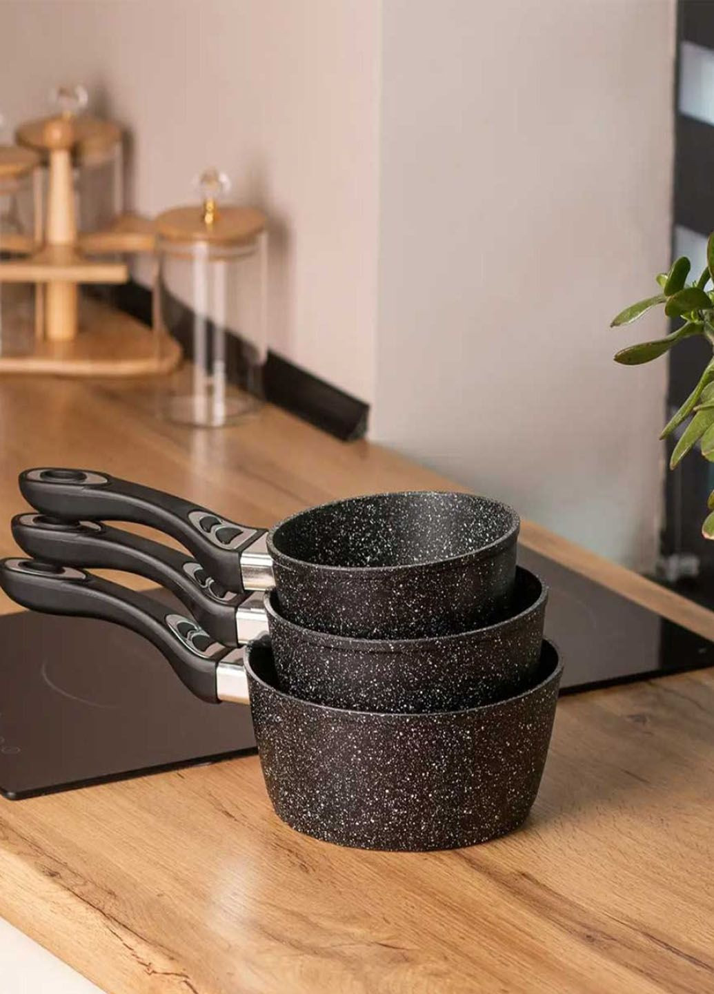 Набор ковшей Olina с антипригарным покрытием 16 см /18 см /20 см 3 предмета в комплекте Granite (302379259)