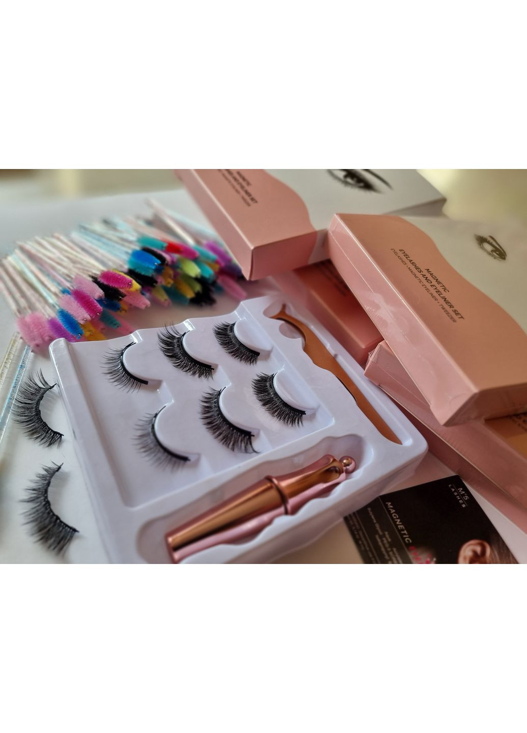 Багаторазові вії 3 пари Класичні + Лисички + магнітна підводка Універсальний набір Magnetic Lashes (366668540)