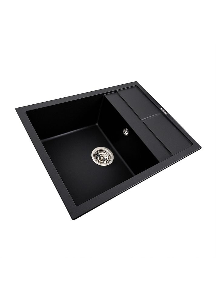 Гранітна мийка для кухні 6550 LOTOS матова чорна Platinum (269793010)