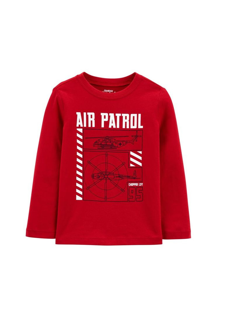 Красный демисезонный повседневный лонгслив OshKosh с надписями