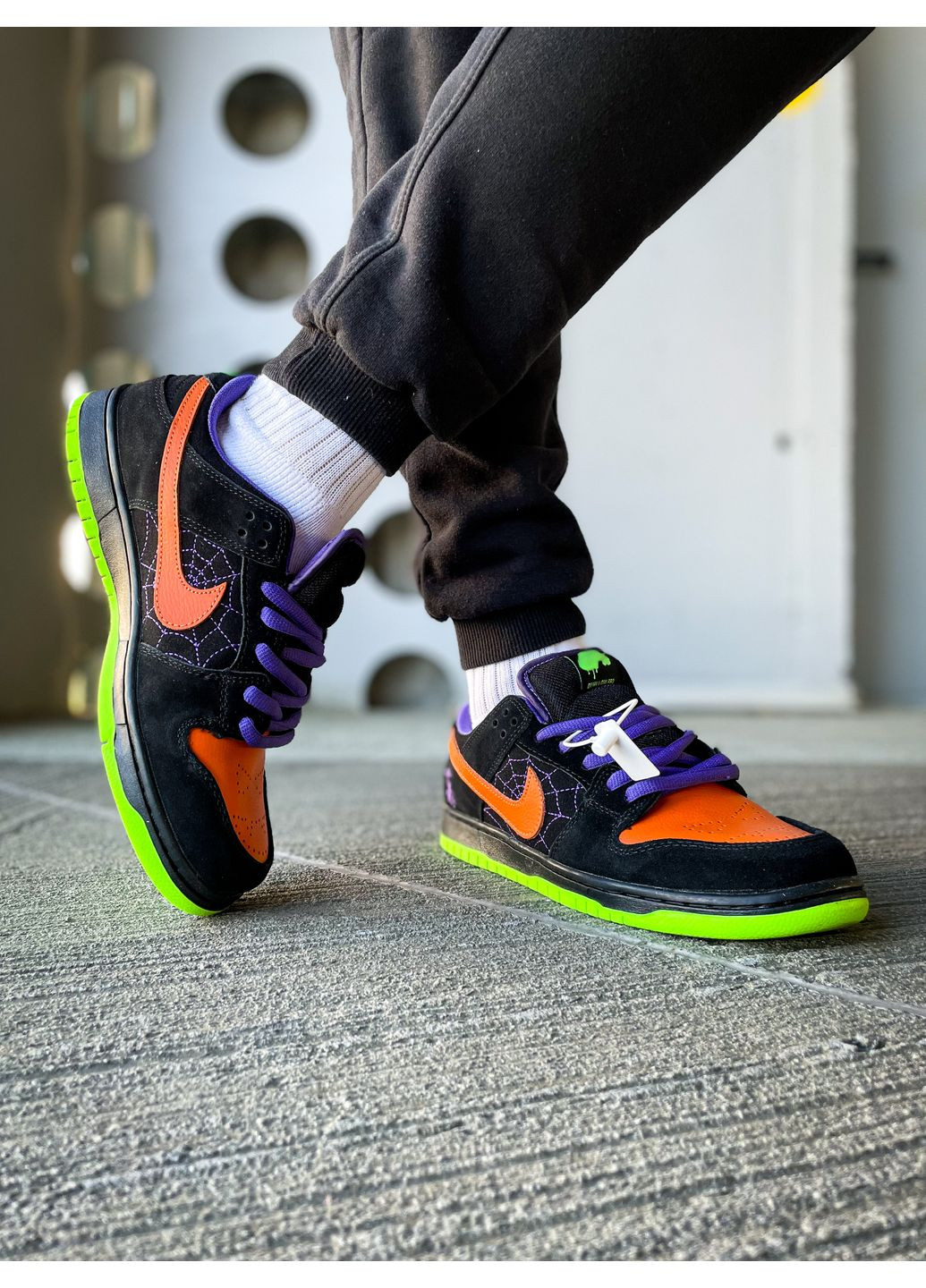 Черные всесезонные кроссовки мужские и женские nike sb dunk low night of mischief halloween black orange | найк сб данк низкие черные оранжевые No Brand