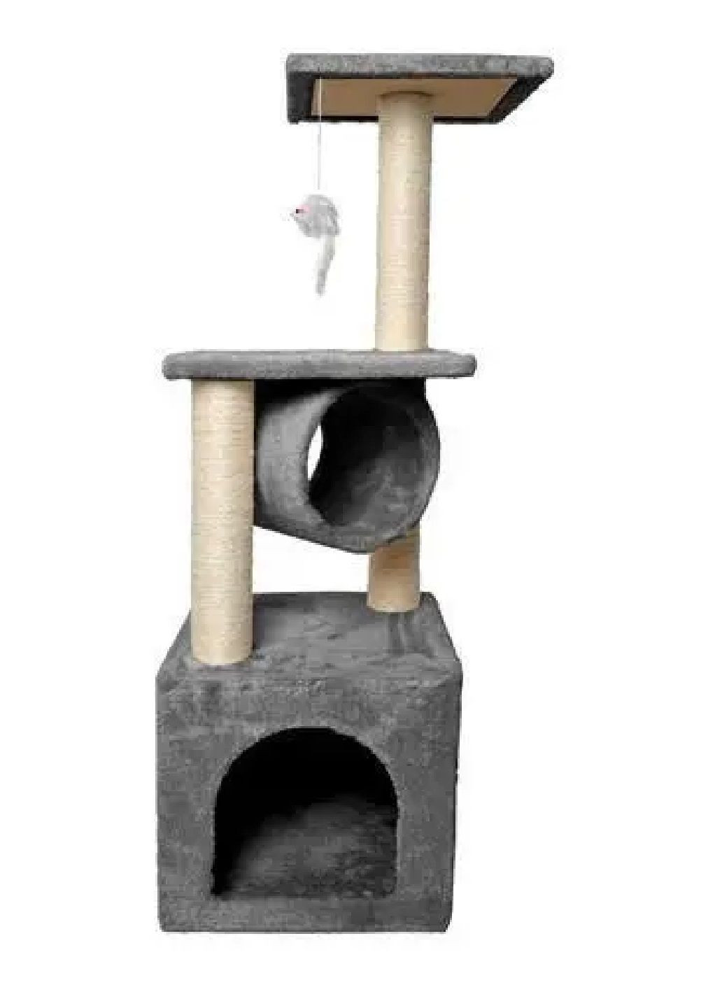 Кігтеточка дряпка котячий дім лежак дерево ігрова зона підлогова для кішок і котів 90x31 см (476847-Prob) Сіра Unbranded (291984575)