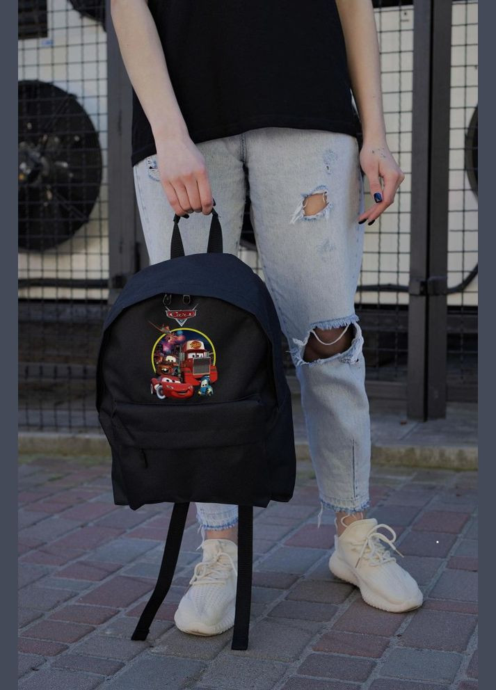 Повседневный Рюкзак Школьный Compact С Принтом Тачки Black Without (347584721)