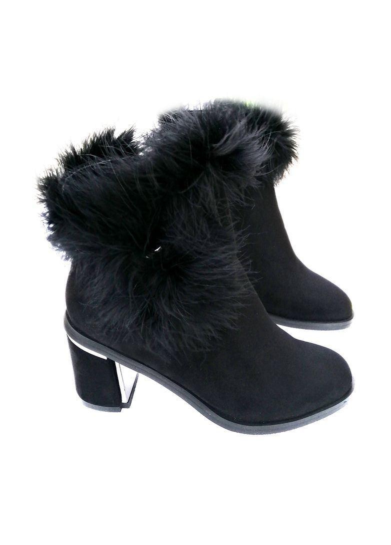 Зимові ботильйони на підборах 7 см із хутром страуса. Fashion (368767776)