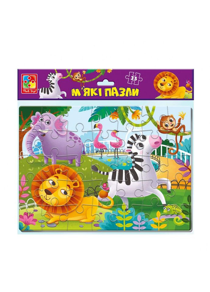 Детские мягкие пазлы «Зоопарк» VT1102-33, 35 элементов Vladi toys (372495710)