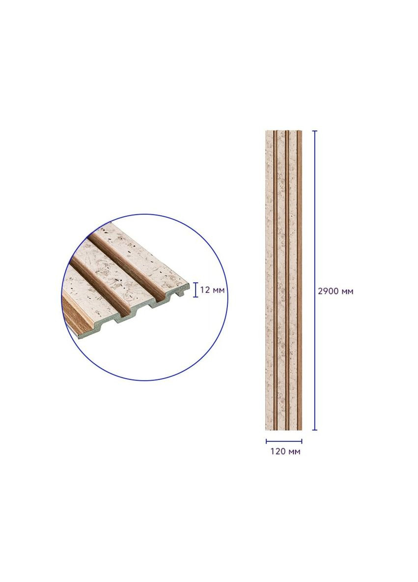 Рейка декоративна PS 2900х120х12мм Бежевий меланж із золотими вкрапленнями (D) SW-00001742 Sticker Wall (365819303)