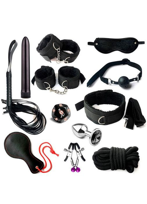 БДСМ набір із 12 предметів чорного кольору для Садо-мазо. Набір на жорсткі БДСМ-ігри для сексу і інтиму China (360604271)