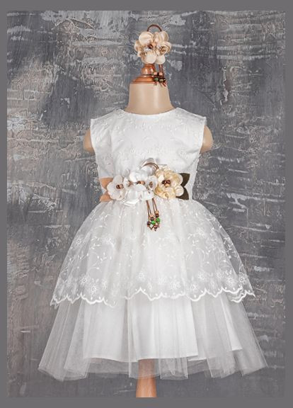 Кремова плаття святкове з прикрасами 2135 кремовий Tivido (306544453)