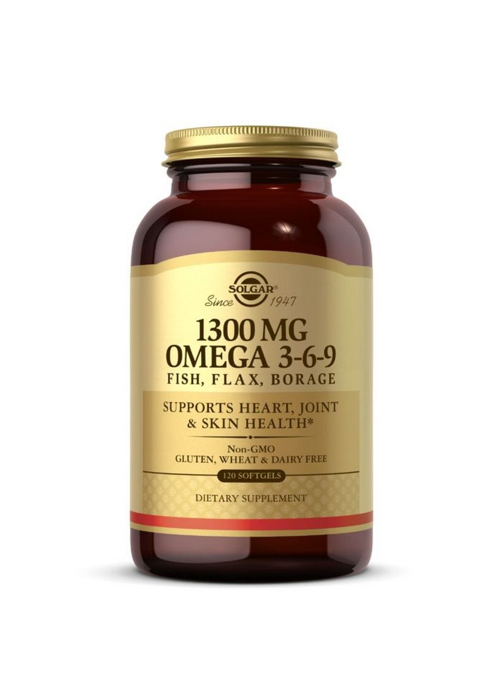 Жирные кислоты Omega 3-6-9 1300 mg, 120 капсул Solgar (293419743)