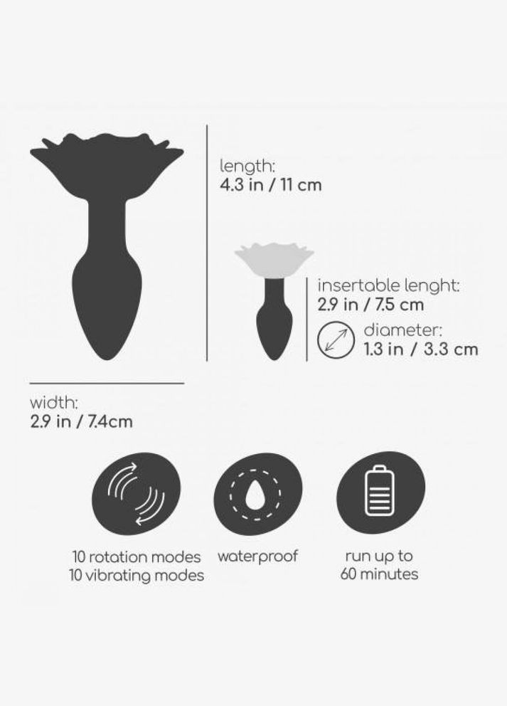 Анальна пробка троянда з вібрацією та ротацією Giulietta Rotating з дистанційним пультом Crushious (297132236)