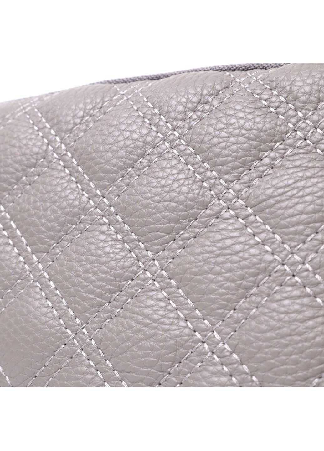 Удобная женская сумка прошита ромбами на лицевой стороне из натуральной кожи 22810 Серый Vintage (303877366)