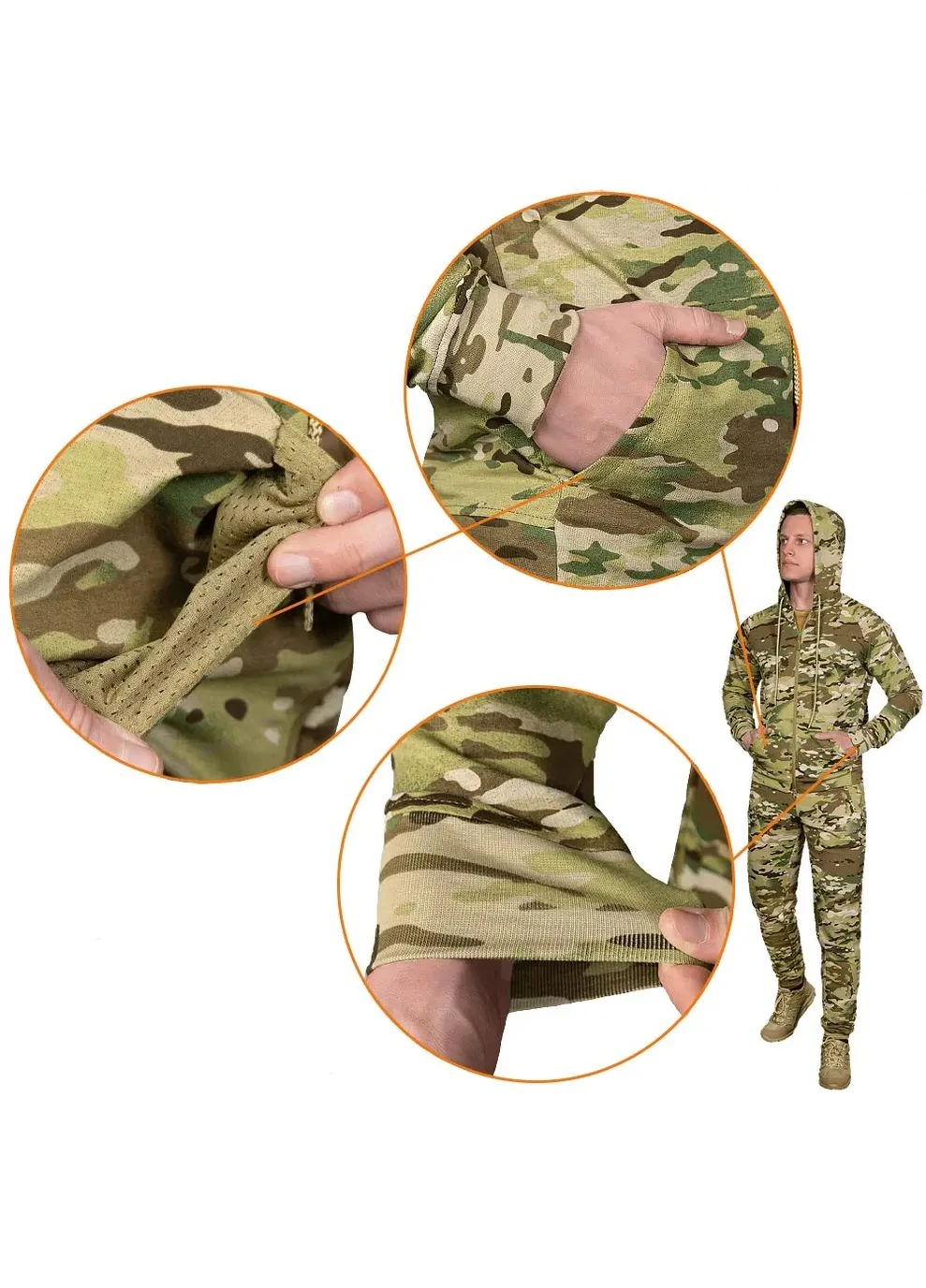 Комбинированный демисезонный костюм basic zip multicam Camotec