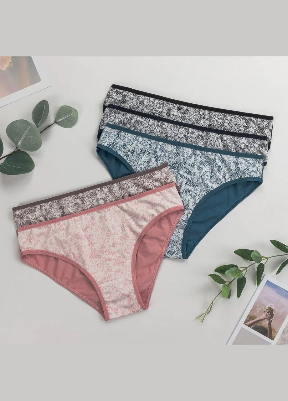 Женские трусики-слип хлпковые, микс 5 шт Nicoletta (340462258)