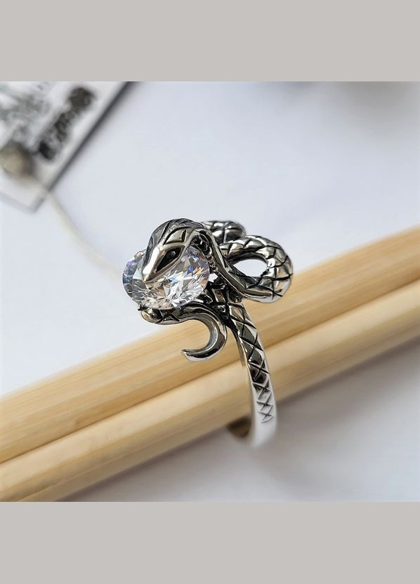 Серебряное кольцо Змея с Белым камнем размер серебро 925 пробы черненное 1221 3.50г No Brand (317206176)