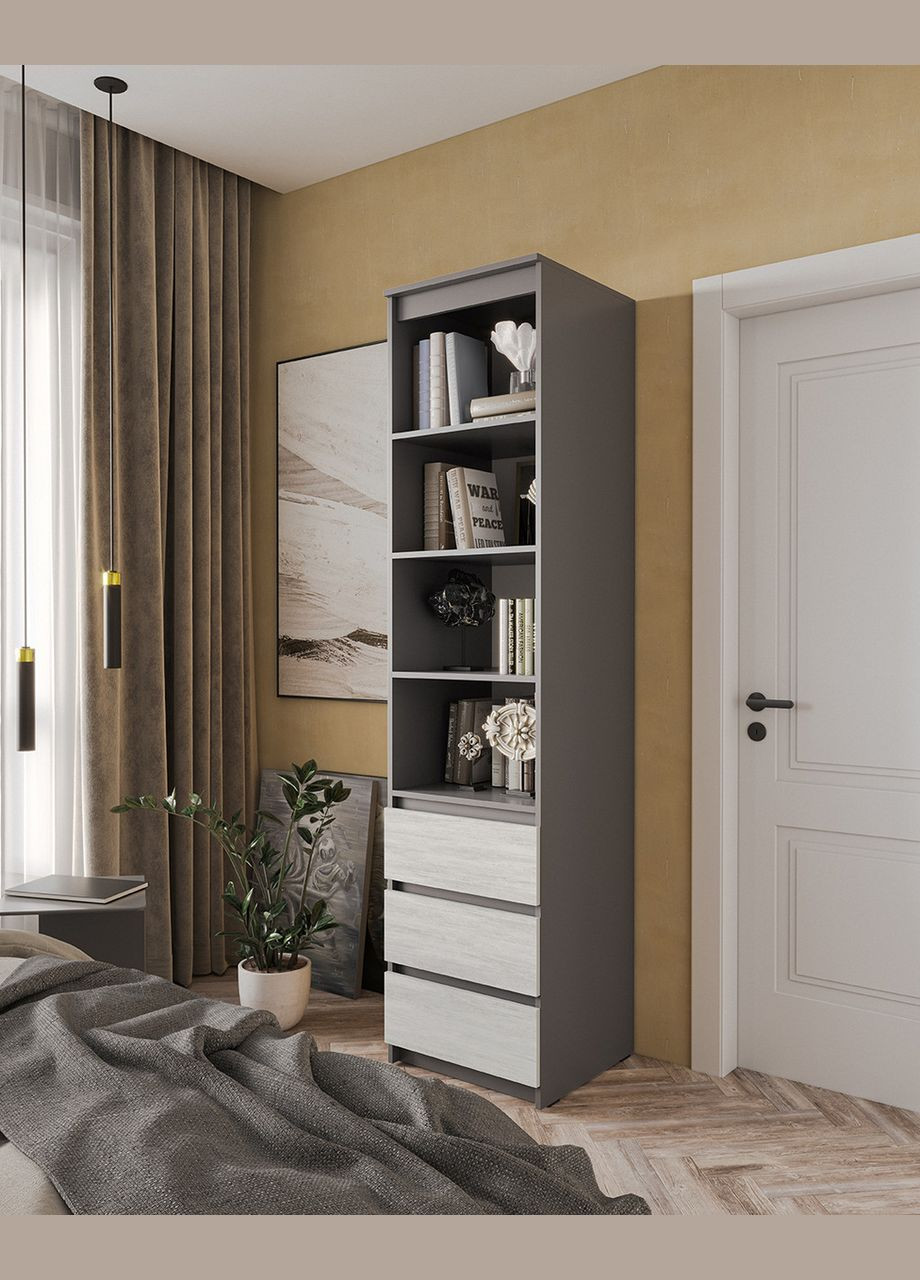 Шкаф-пенал для одежды с ящиками и полками T-219 от MORELI (335422886)