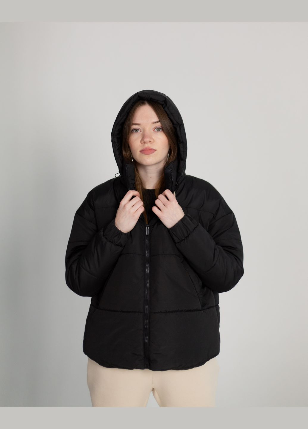 Чорна куртка чорна пуховик жіноча стьобана оверсайз весняна зимова nadiupishou