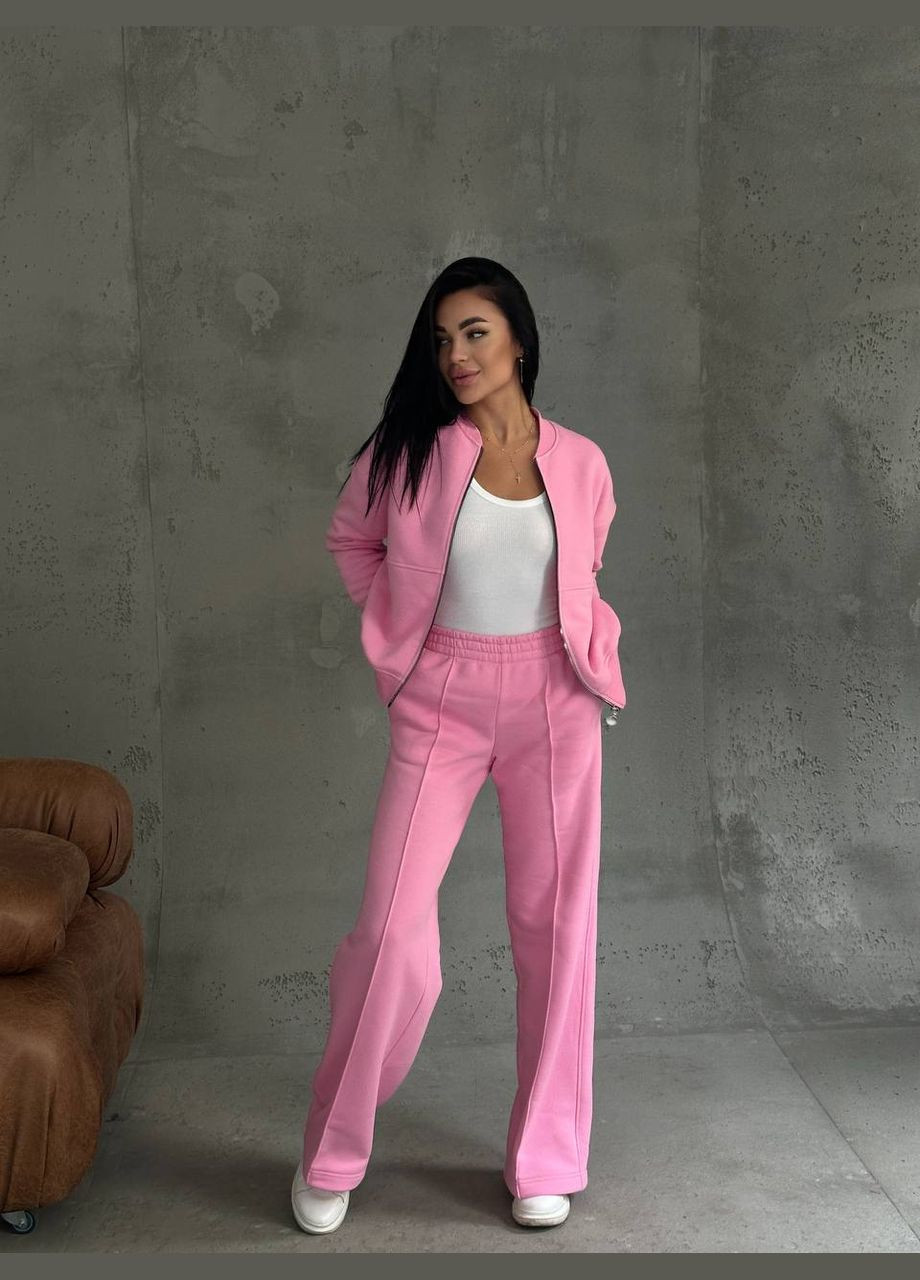 Женский теплый качественный спортивный костюм: кофта бомбер на молнии и брюки палаццо со стрелками с утеплением No Brand (316094550)