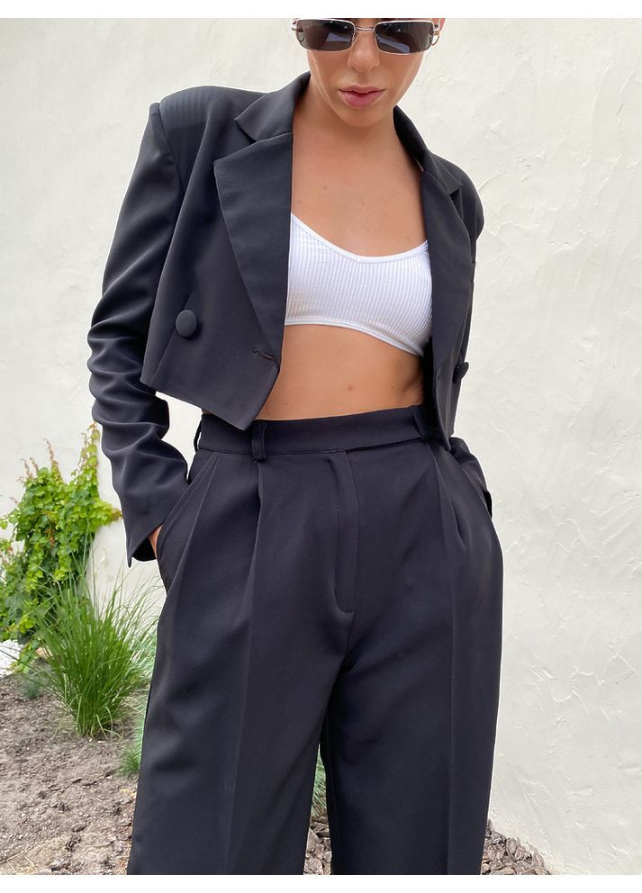 Жіночий костюм MELANIA (кроп-жакет + брюки палаццо) (mil458) milirud (365859996)