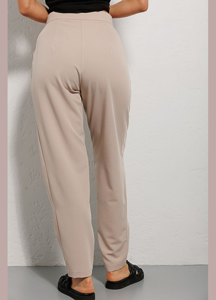 Жіночі брюки бежеві із защипами внизу Arjen (289787328)