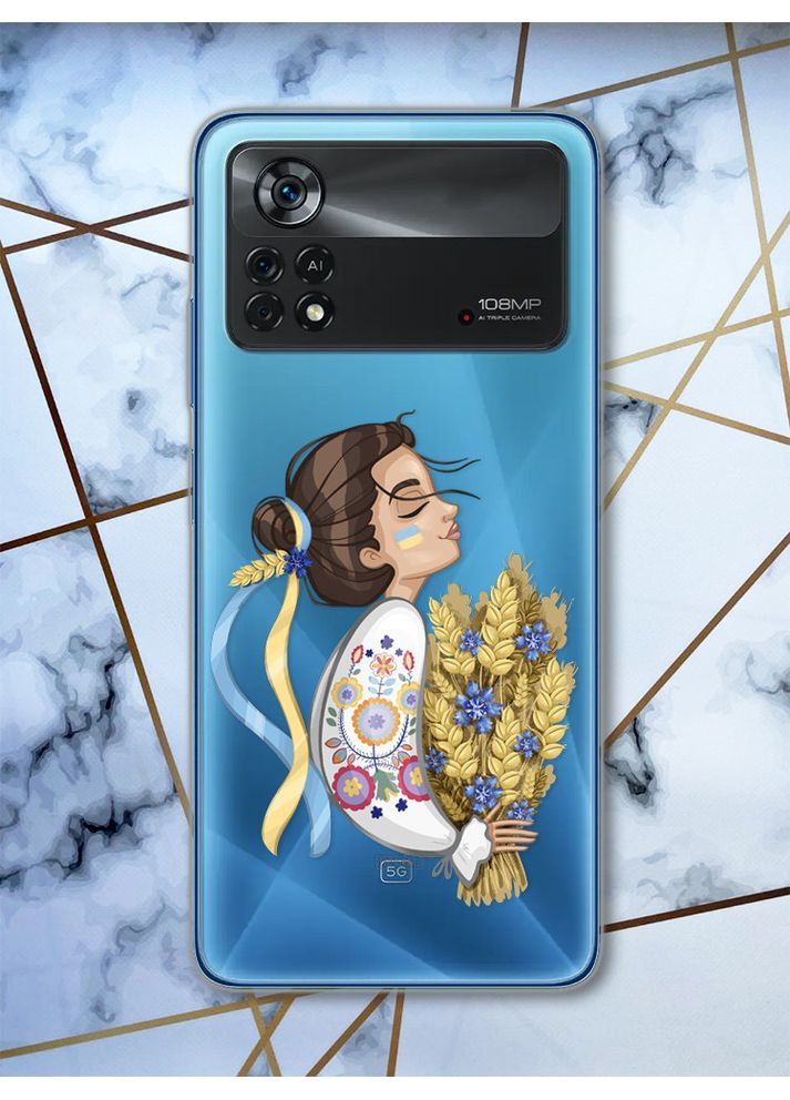 Чехол на Xiaomi Poco X4 Pro патриотический дизайн Украинка с колосьями (принт 172) Creative (359483841)