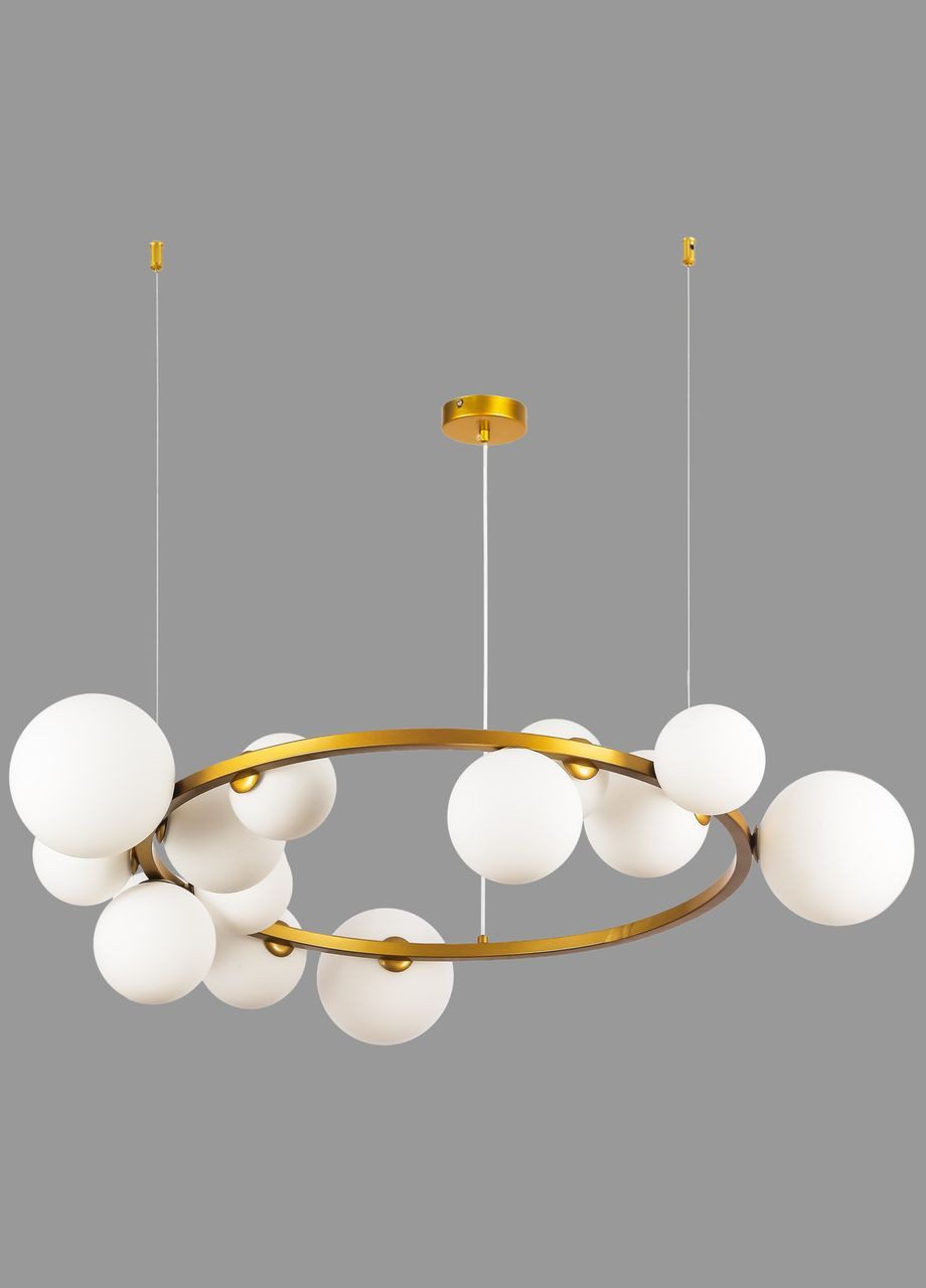 Бронзова 80см кругла люстра з куль на 15 ламп (918-LP267-15 DDG+WH) No Brand (370071137)