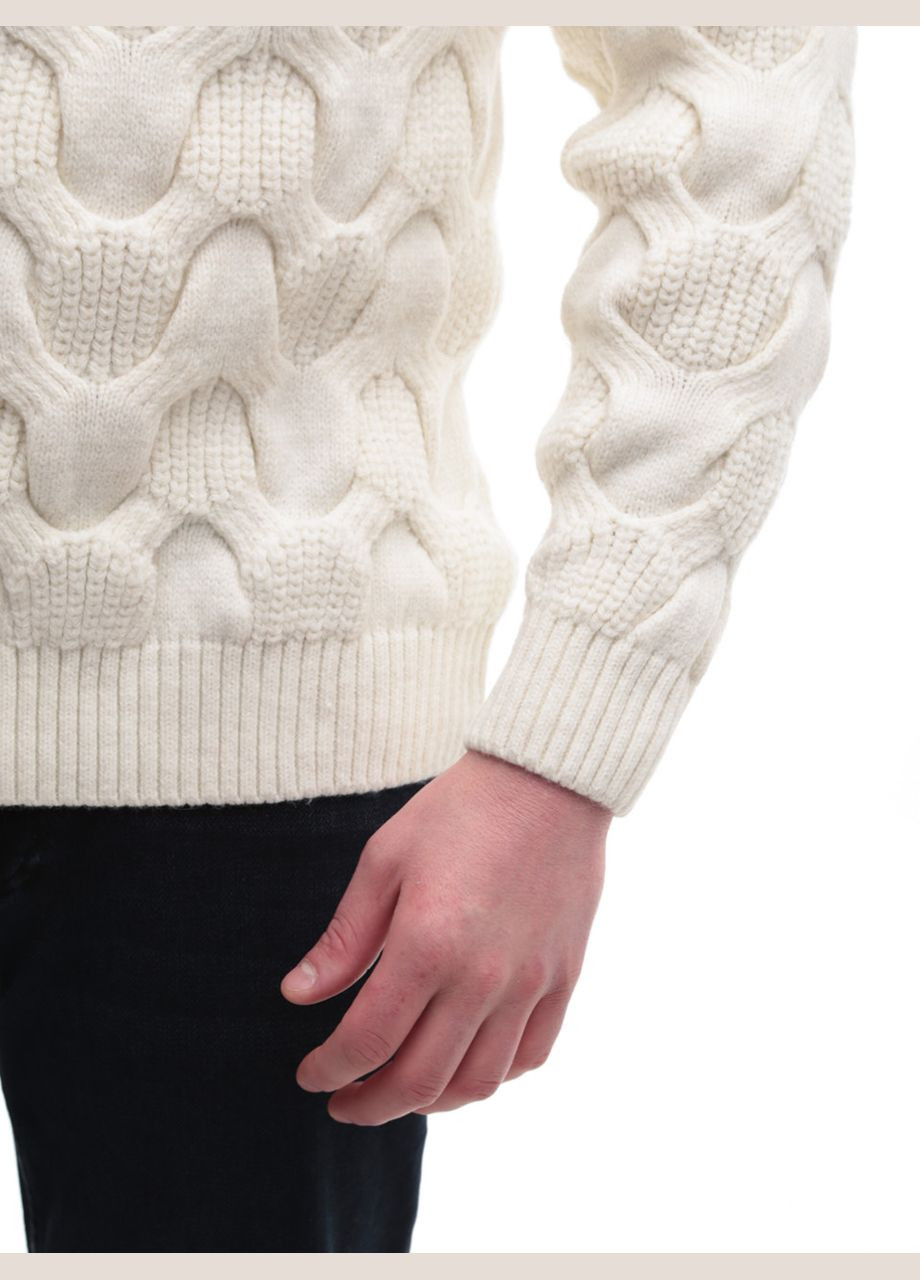 Молочный зимний свитер мужской зимний вязаный с горлом джемпер Pulltonic Пряма