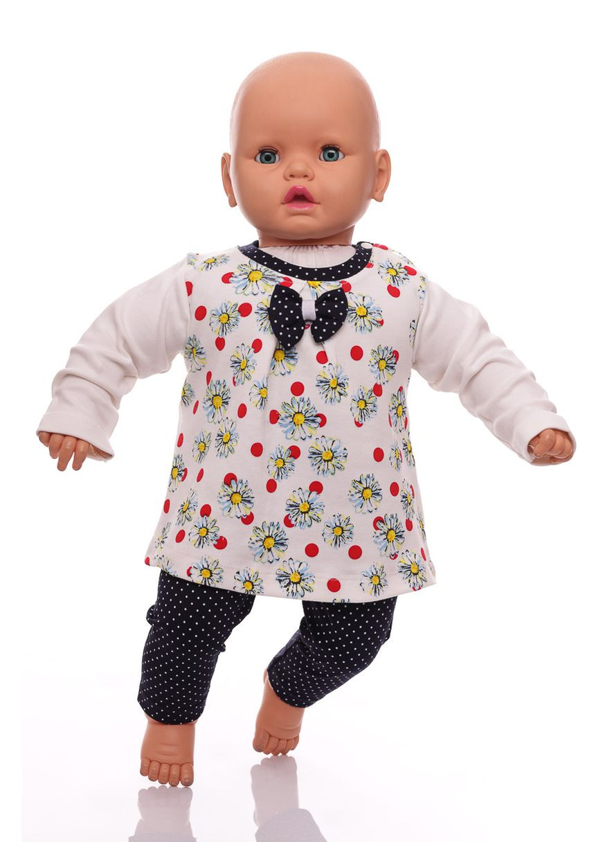 Синій демісезонний туніка з лосинами для дівчинки трикотажні ромашки синій 68 см (30723) BABYKROHA