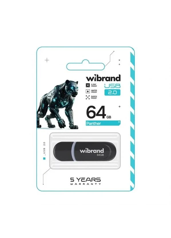 Флеш-память USB Wibrand 64Гб пластик черный USB 2.0 с крышкой No Brand (393468113)