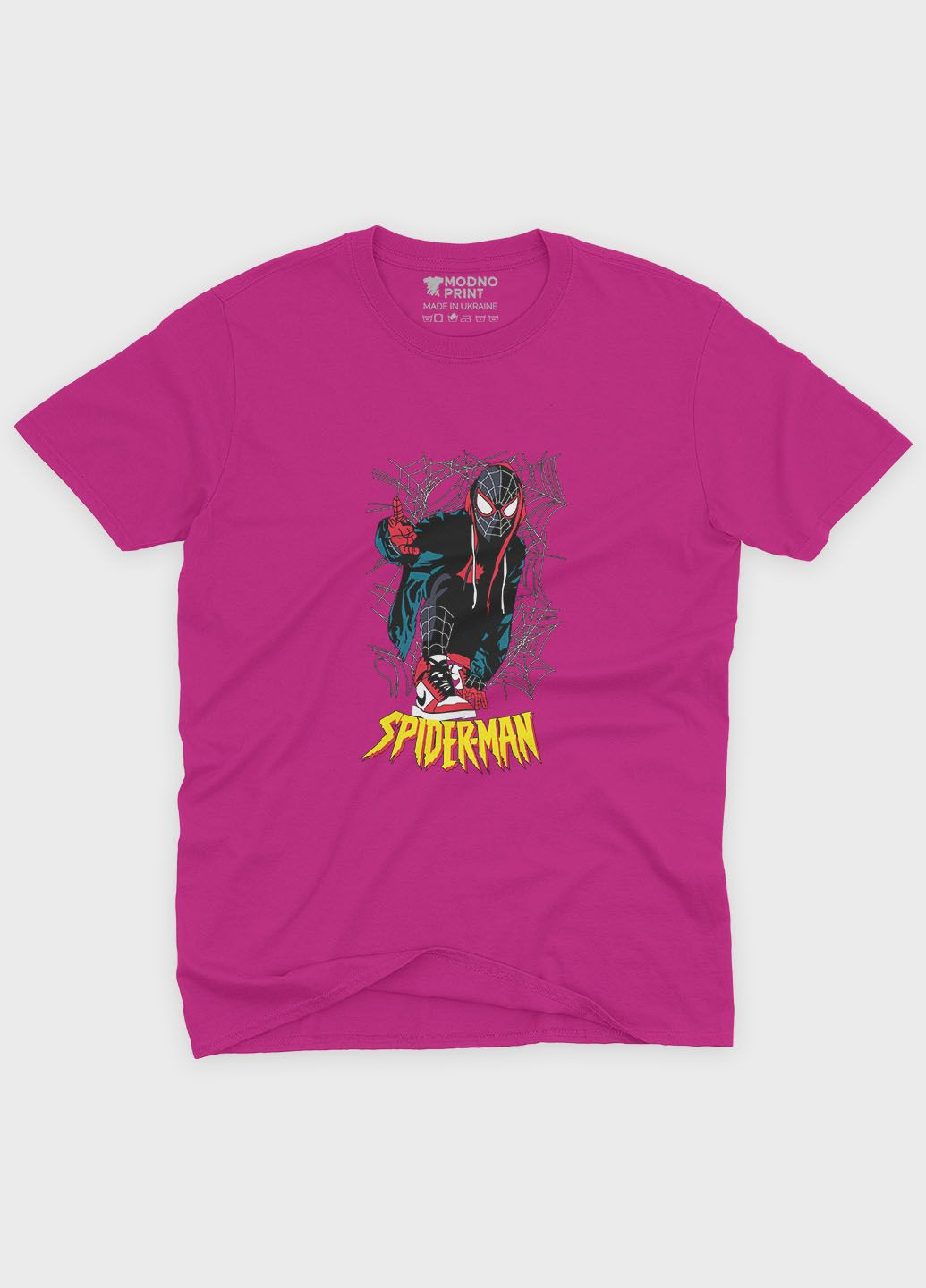 Розовая демисезонная футболка для мальчика с принтом супергероя - человек-паук (ts001-1-fuxj-006-014-053-b) Modno