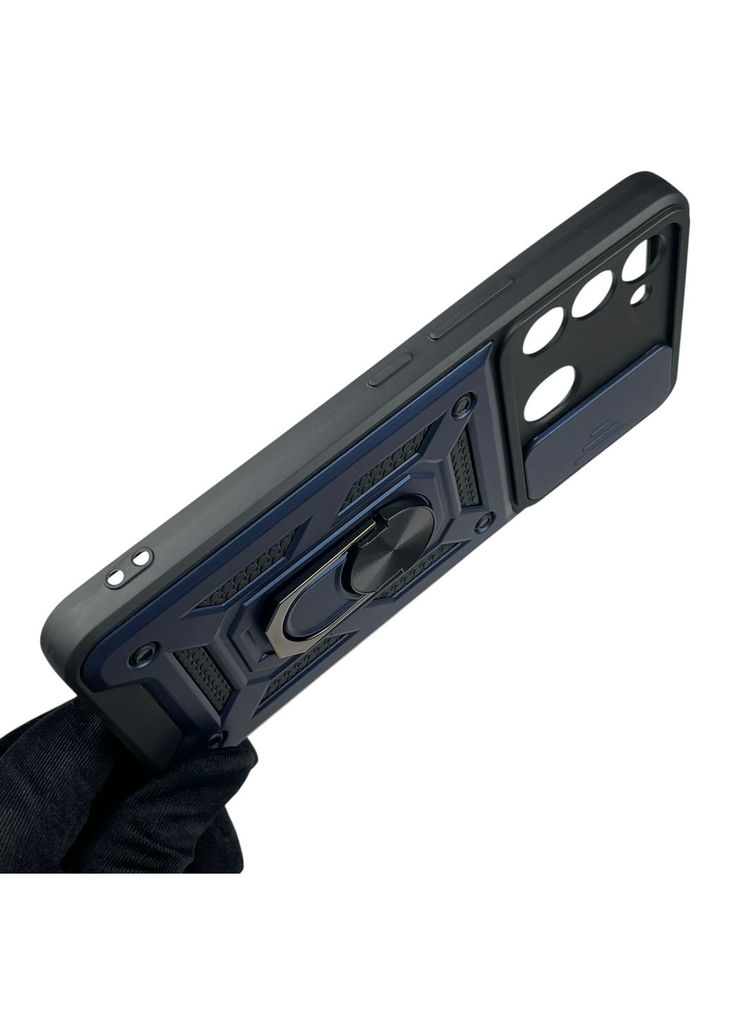 Чехол для Spark Go (KG5m) бронированный с кольцом со шторкой на техно спарк го тёмно-синий rg1 Tecno (366232243)