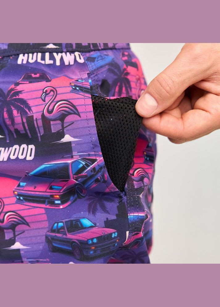 Чоловічі шорти для плавання фіолетові з принтом No Brand (346085277)