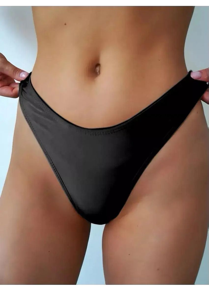 Чорний літній купальник опіум, модний молодіжний чорний купальник бюст бандо на резинці v-подібні трусики висока посадка балконет, роздільний No Brand Купальник Опіум чорний