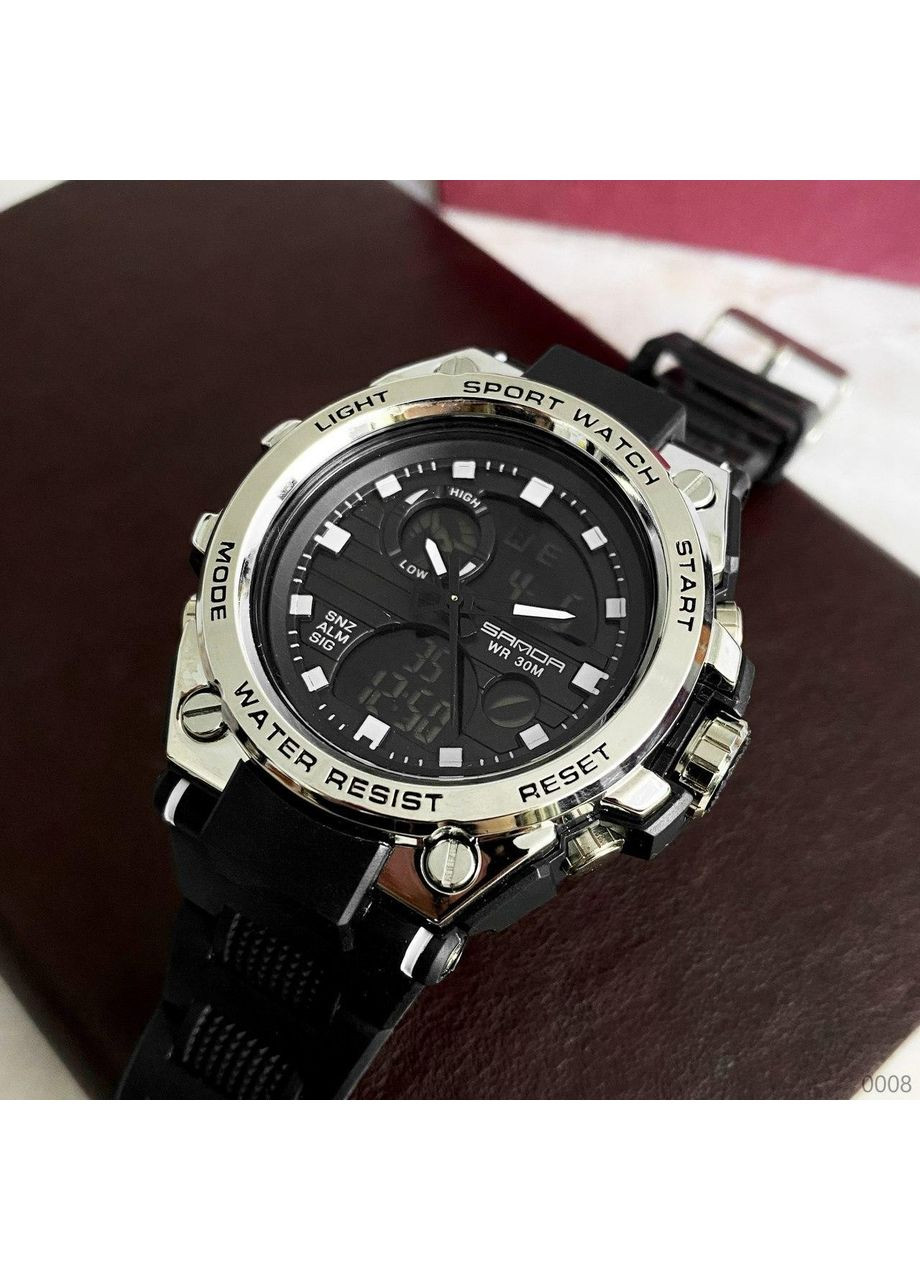 Годинники 739 Black-Silver чоловічі спортивні кварцові з функціями будильника та підсвічування ProDobro (367267589)