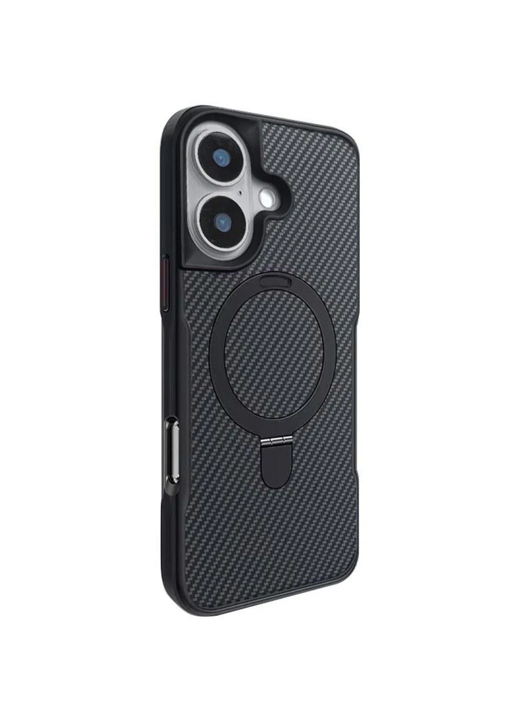 TPU+PC чохол Metal Buttons with MagSafe Carbon Ring для Apple iPhone 16 (6.1") Black No Brand (382769250)