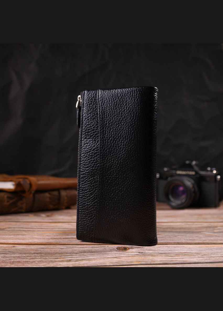 Жіночий гаманець із зручним функціоналом із натуральної шкіри з монетницею 21717 Чорний Canpellini (306881759)